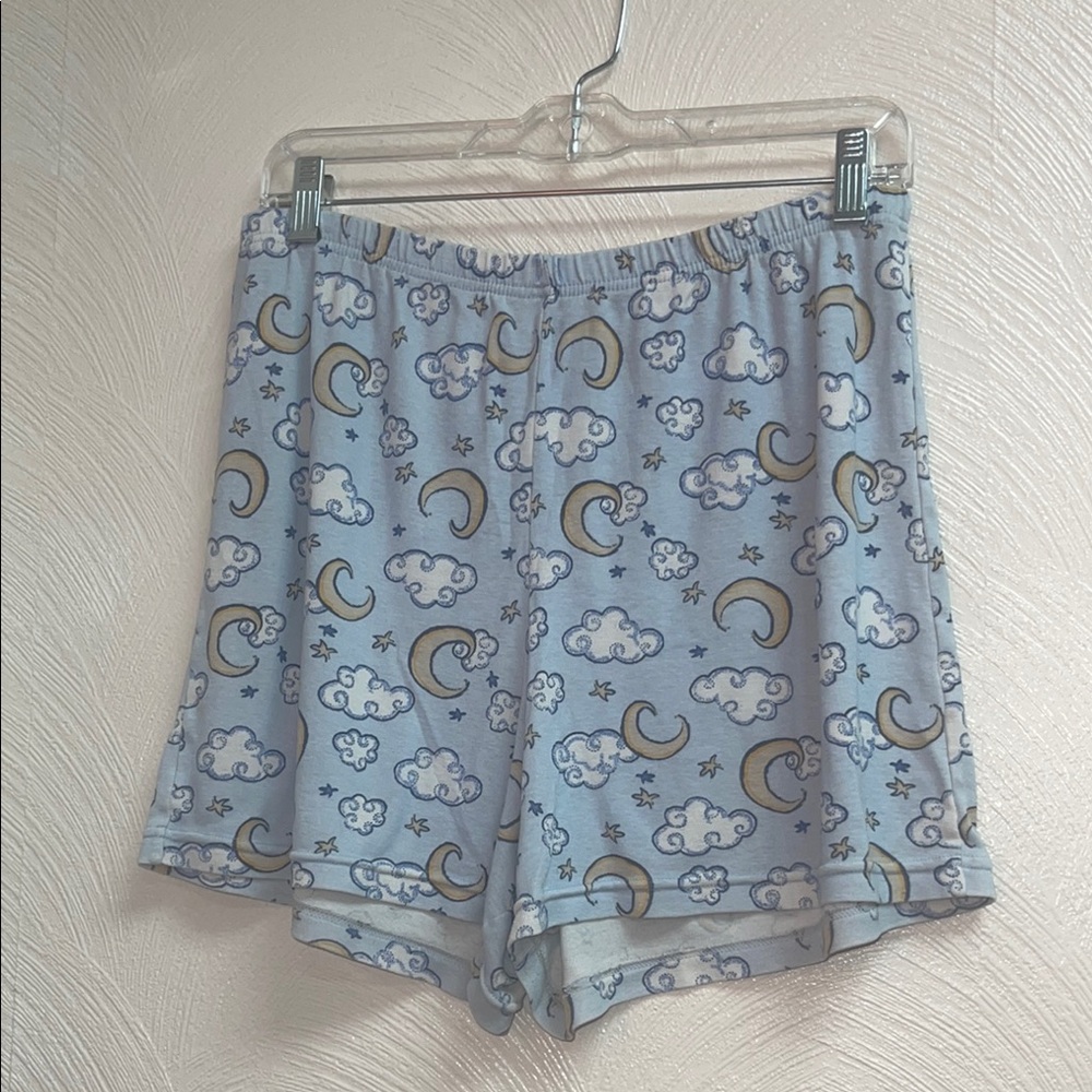 Blue Cloud and Moon Print Shorts